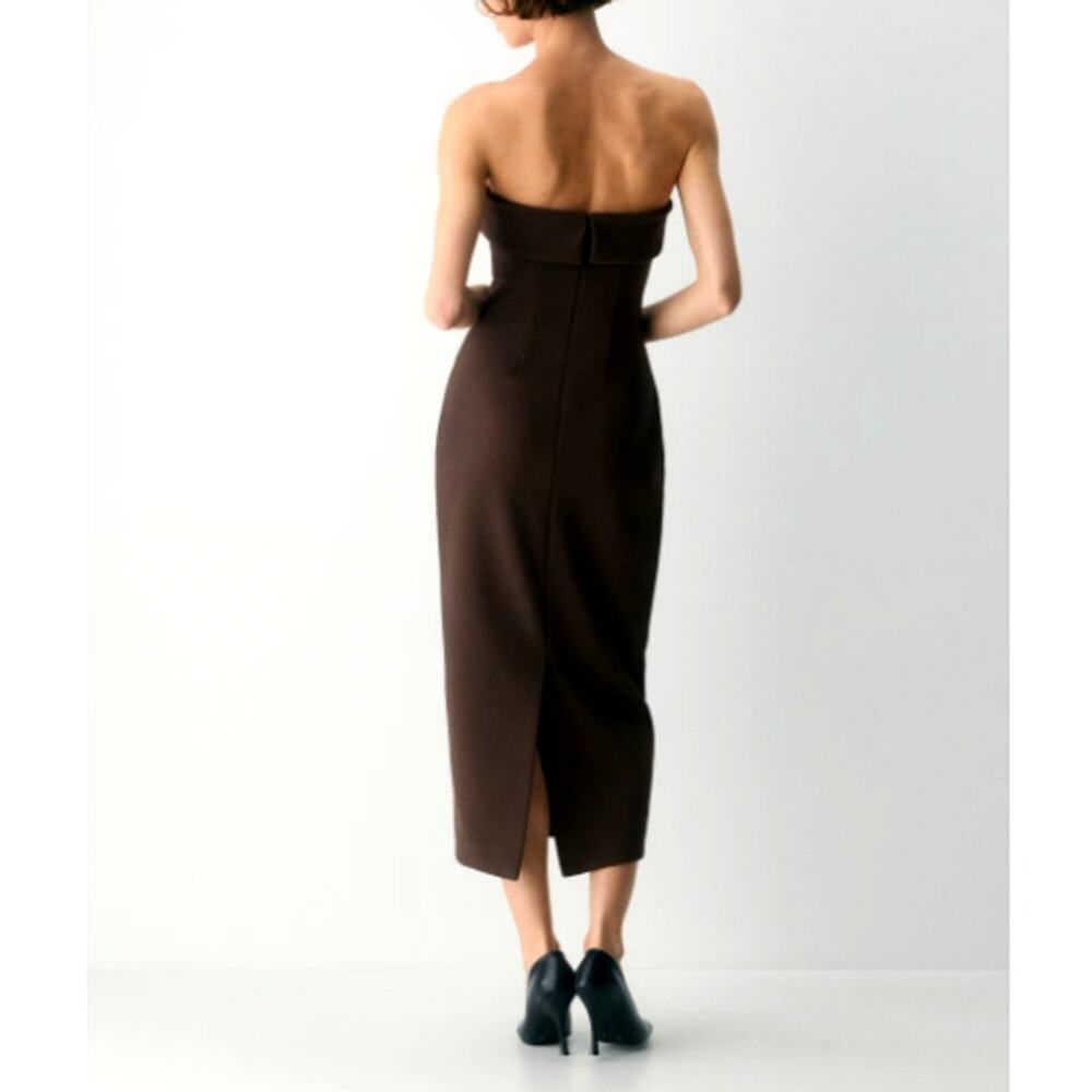 Babaton by Aritzia Women's Rich Mocha Brown FigureKnit Eyecatcher Dress Size S - Picture 2 of 9